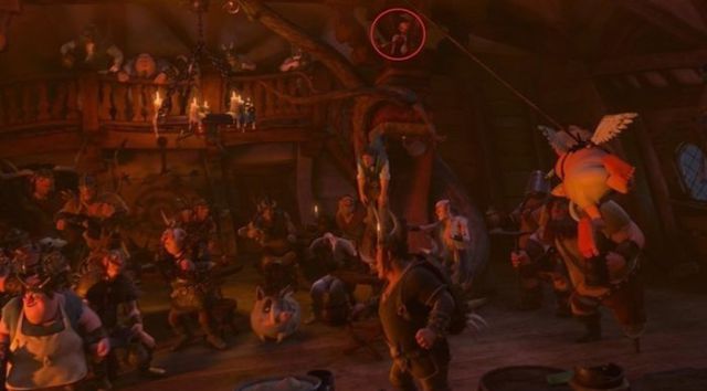 Tangled - look closely because that's Pinocchio up in the rafters during the I've Got A Dream scene.