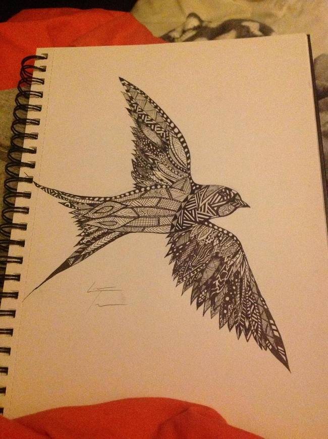 Here's a beautifully depicted bird with tons of detail drawn in.