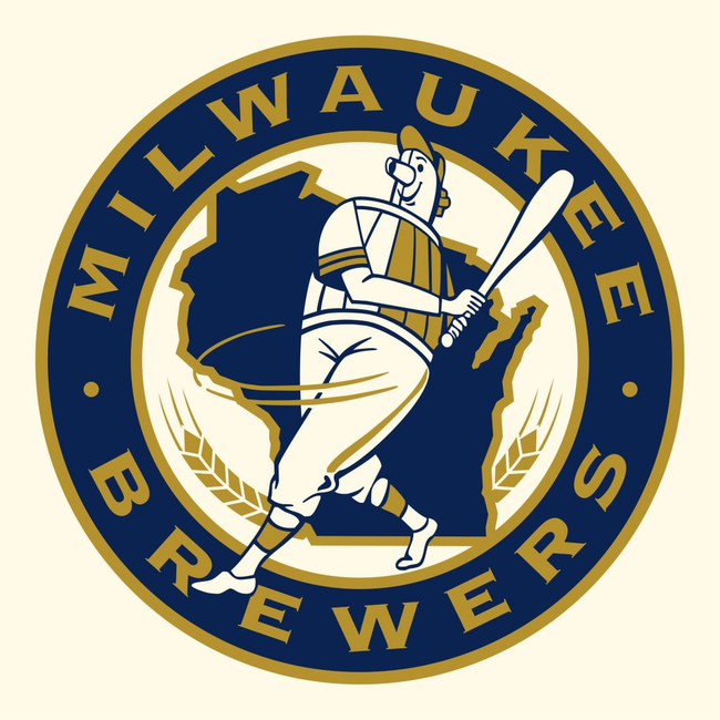 11.) This old Brewers logo features a man with a keg for a chest.