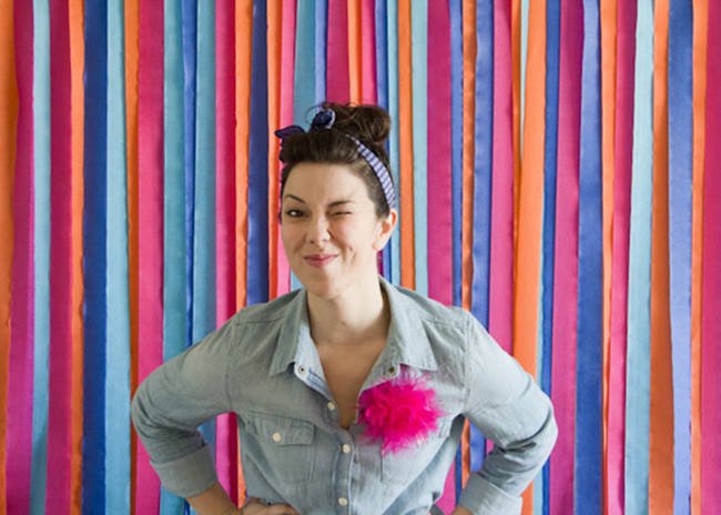 Hang colorful streamers from the ceiling.