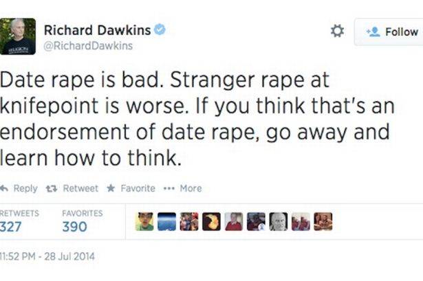 That time Richard Dawkins tried to rank rape types.