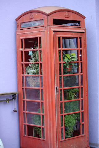 A red green house.