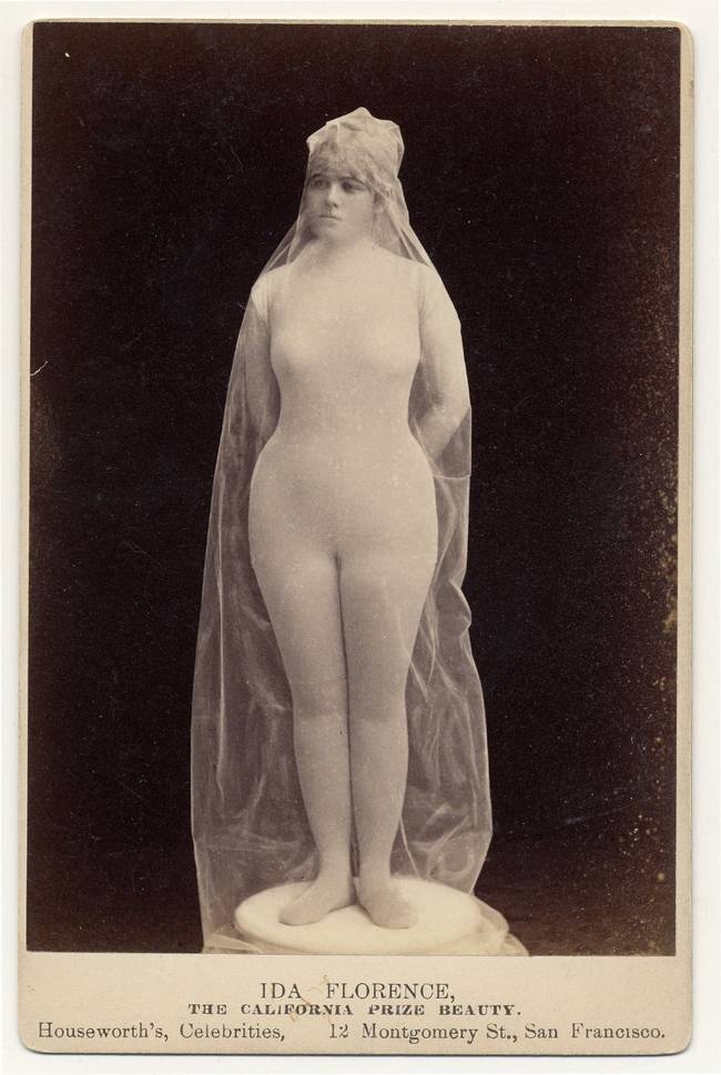 This dancer is dressed as a statue in what appears to be the 1890s version of a morph suit.