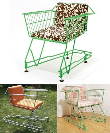 Take an old shopping cart and turn it into a patio chair.