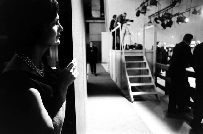 6.) 1960 - Jackie Kennedy watching her husband debate Richard Nixon.