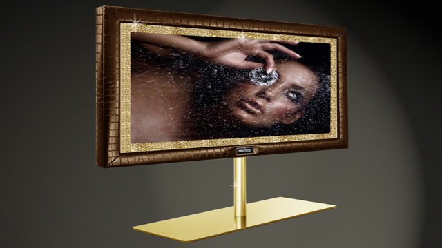 19. Television: PrestigeHD Supreme Rose Edition. For $2.3 million, you get a TV covered in hand sewn alligator skin studded with an obnoxious amount of diamonds.