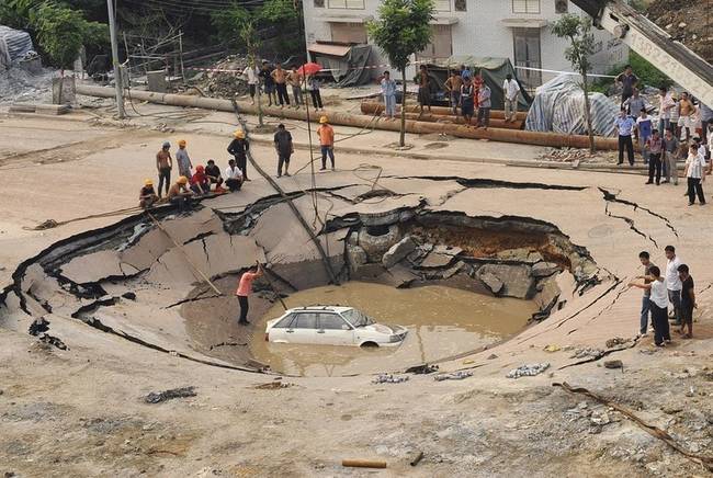 The ground may not be as solid as the old saying promises. Carbonate rock, gypsum, limestone, and salt beds are beneath our feet, and they can become eroded or soft.