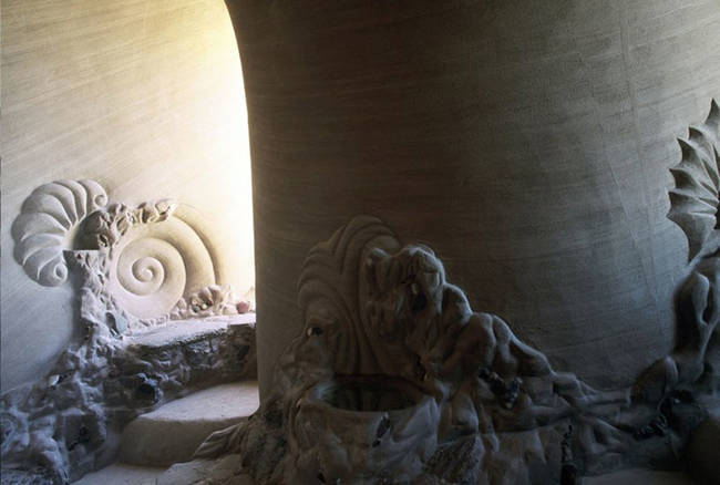 Each room has a variety of shapes and textures carved into the stone.