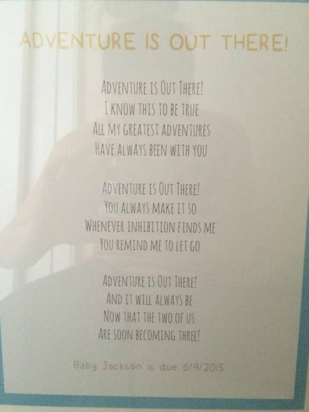 He found a moving poem written by his wife, telling them that they're little family was about to become three!