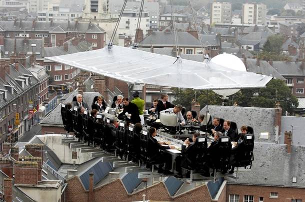 Eating in the sky.