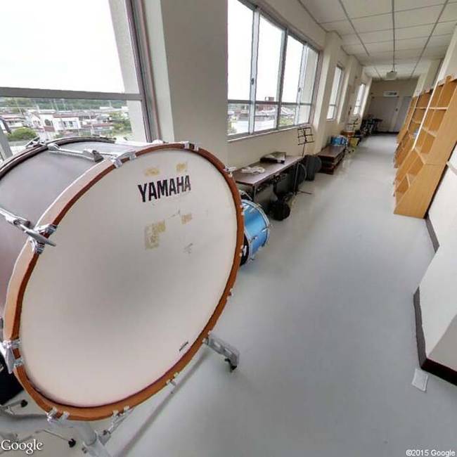 Instruments lined up for music class.