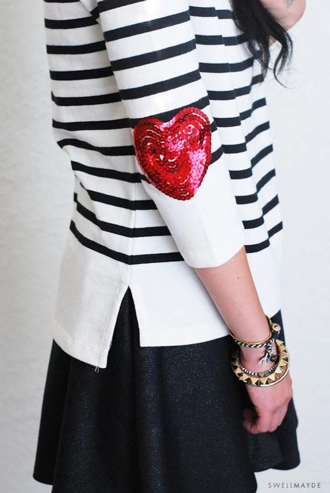 Sequined Sweater Elbow Patch 