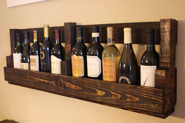 Break a wood pallet down and use it to store wines in your kitchen.