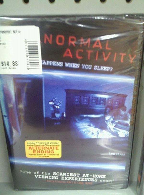 22.) It really says: Paranormal Activity.