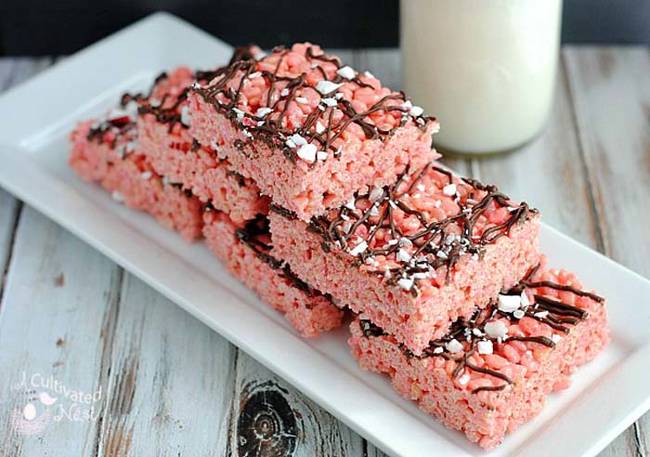 Peppermint and Chocolate Rice Crispy Treats