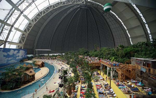 This giant airship hangar in Krausnik, Germany, was transformed into the Tropical Islands Resort by its Malaysian owners. It has the world’s largest indoor rainforest.