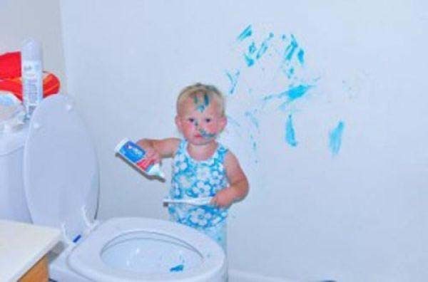 5.) Keeping a bathroom clean is child's play.