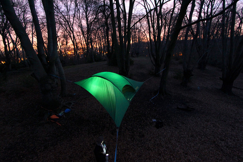 Looks like a cozy place to be at night in the wilderness.