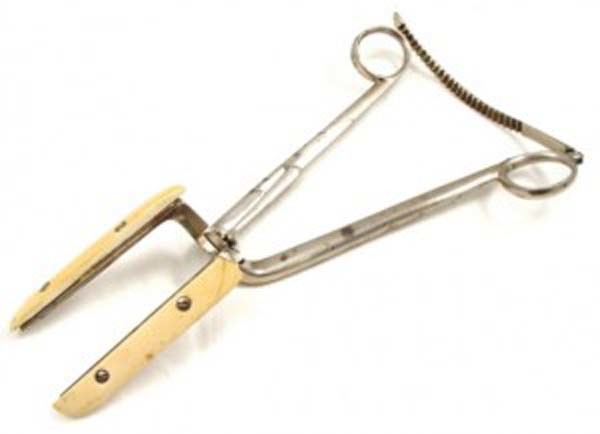 9.) Hemorrhoid Forceps (1800s): To remove a hemorrhoid, these forceps were used to grasp it and apply pressure to stop the blood supply. As a result, the hemorrhoid would usually fall off.