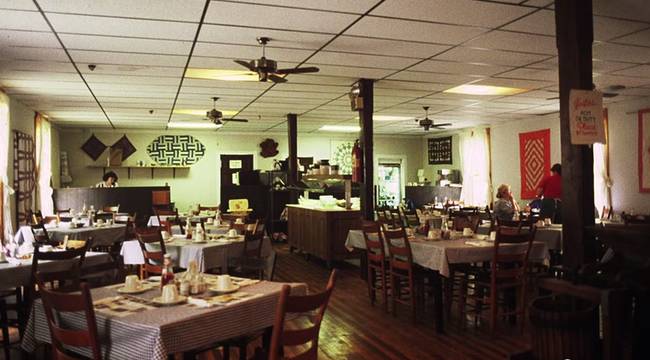 The dining room of the hotel in about 1990, two years before closing.