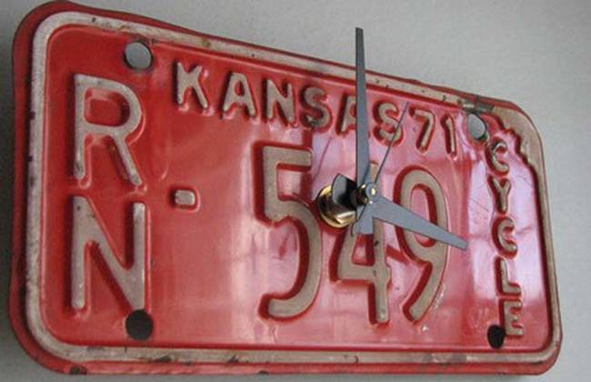 13.) Don't forget about your old license plate! You can make it into a cool clock.