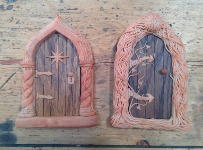 Here are the two magical doorways right out of the oven. Now all they need is a little paint, and they'll be finished.