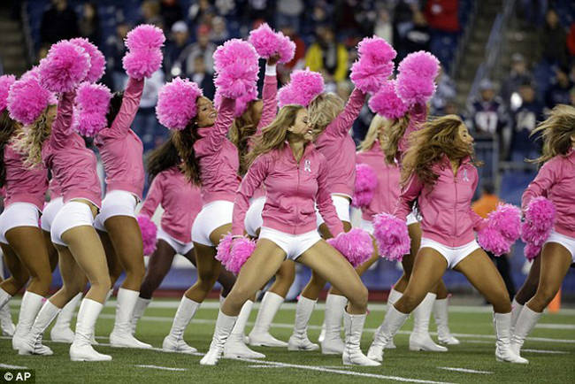 While a music video played in support of children like Leah, the Patriots' cheerleaders decided to switch from their usual outfit...