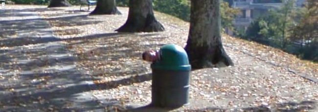 10.) Is that guy in the trash can?