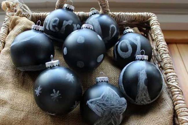 Switch up these DIY chalkboard ornaments whenever you feel like it.