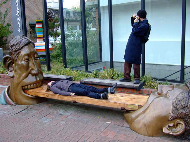 23.) Bench Outside Bukcheon Museum (Seoul, South Korea)