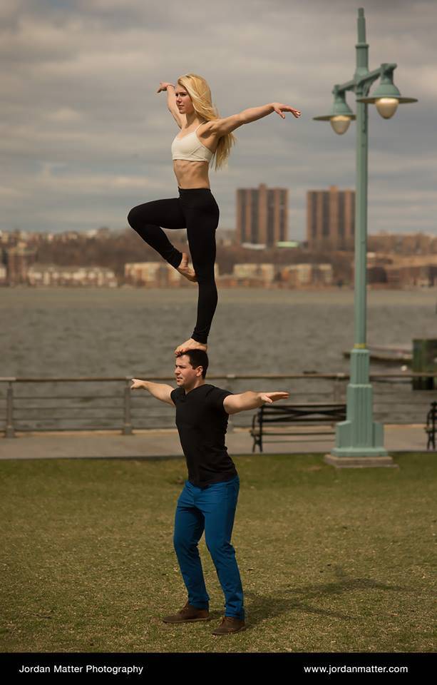 As the old saying goes, "the couple that makes a human tower together, stays together."