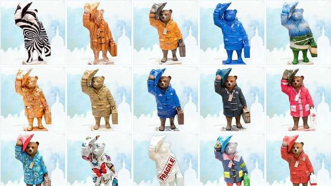 Some of the 50 Paddingtons that can be found around London through the holiday season.