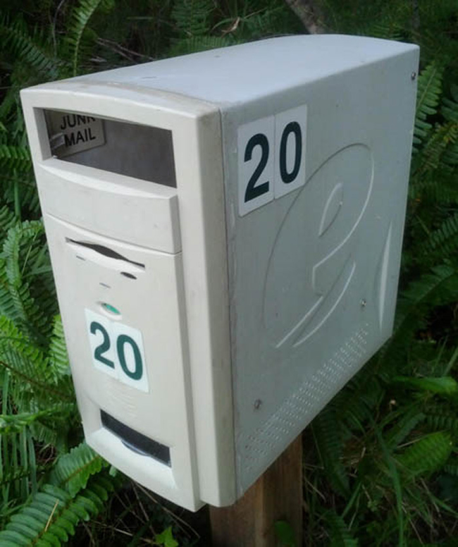 10.) Turn an old computer tower into a mail box.