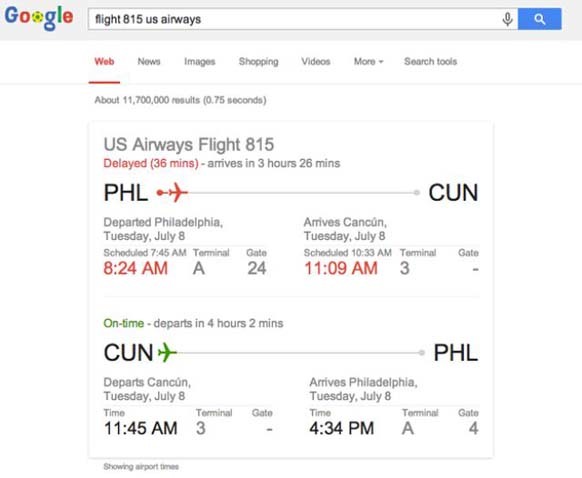 8.) It'll look up flight information for you.