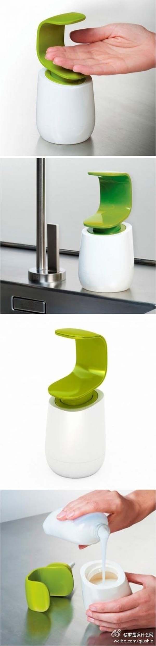 19.) This clever soap dispenser stops the spread of bacteria by keeping your fingers clean.