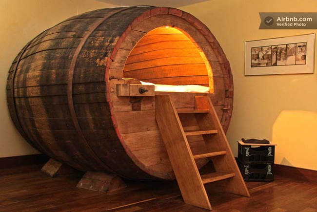 How about sleeping inside of an old beer barrel?