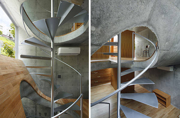 Here's a couple shots of the custom designed stairways in the house. Have you ever seen stairs like this before?