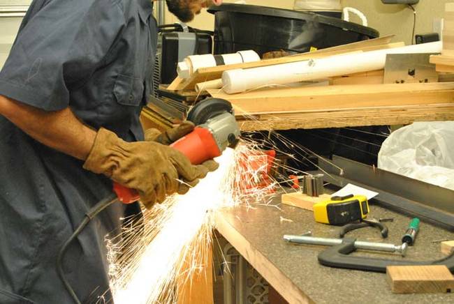 He started by making the brackets out of steel.