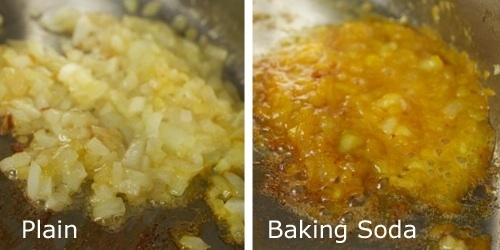 5. Add a dash of baking soda to your onions to caramelize them in half the time.