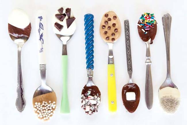 Chocolate and candy coffee stir spoons are a sweet treat.