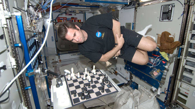 Relaxation in space is also important. We're guessing this is a magnetic chessboard; otherwise the pieces wouldn't stay put.