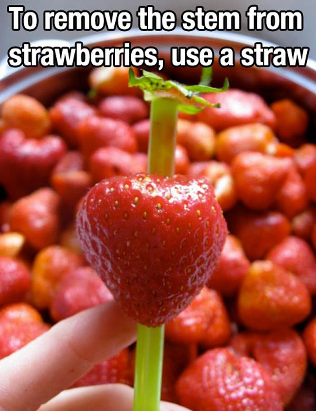 Eating around strawberry stems can be tricky.