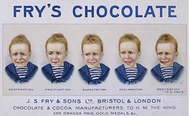 This child looks like he's in pain. I wouldn't buy that chocolate.