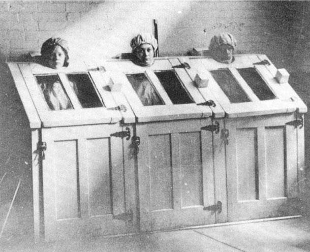 It was once believed that mental disorders could be steamed away. Here are some patients in a sauna.