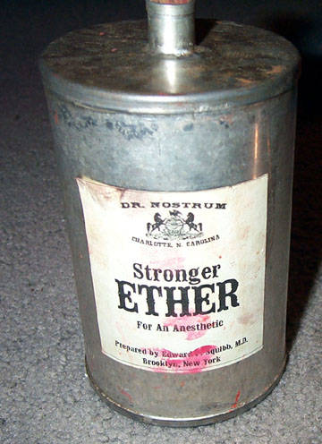 The earliest surgical anesthetic was called Ether. It put the patient under, but also induced vomiting and was quite flammable. This was tricky, as operating rooms were lit by candlelight.