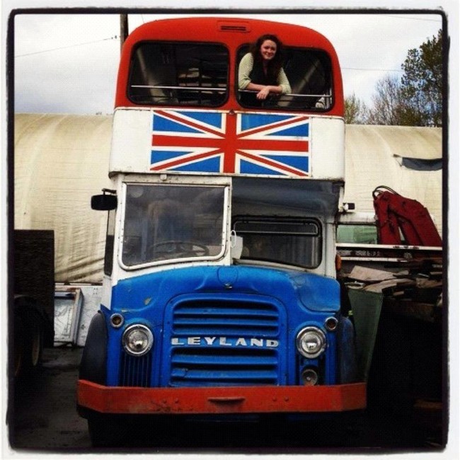 The owner, Aleah, found the Leyland double-decker bus in a junkyard in Surrey, British Columbia. It was a far cry from its original working state.