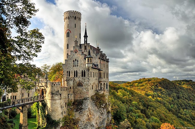 1.) Lichtenstein Castle, Germany. Since 1200 this magnificent castle has over looked the Echaz Valley in southern Germany. Although it was destroyed twice, it was rebuilt each time.