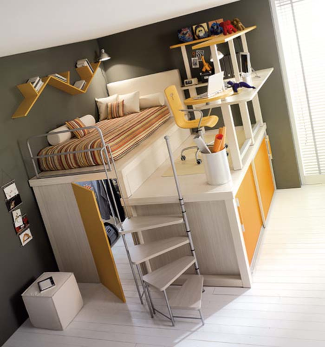 It's a bed, closet, and office all rolled into one.