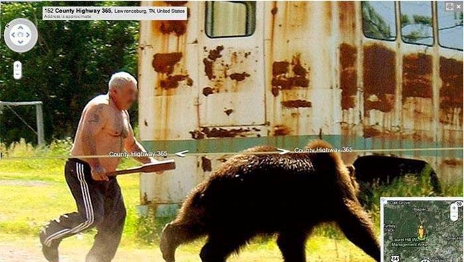 2.) Russian guy chasing a bear.