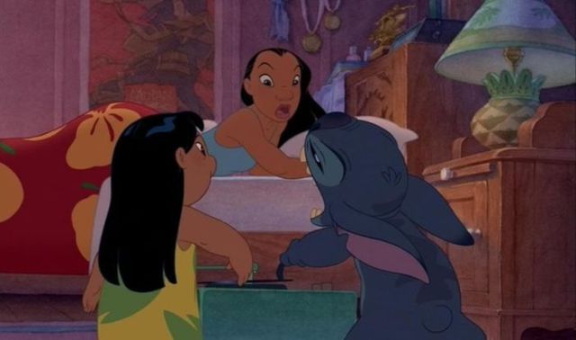 Lilo & Stitch - a Mulan poster shows up in the background